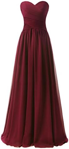 Jazylynbride Women's A-line Sweetheart Ruched Long Chiffon Bridesmaid Dress Evening Gown