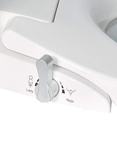 Uni-Green Elongated Manual Bidet Toilet Seat, White with Quiet-Close Lid and Seat, Self Clean Dual Wash Nozzles for Rear and Feminine Spray(Non-Electronic)