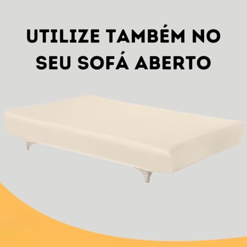 Capa De Sofá 3 Lugares Sem Apoio De Braço Fundas De Futon Elástica Em Malha Gel 1,80m a 2,00m (Palha)