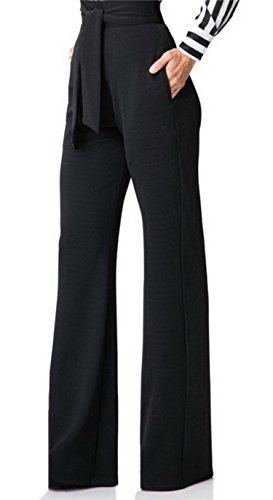Shinfy Women's Stretch Straight Leg High Waisted Casual Long Pants With Belt