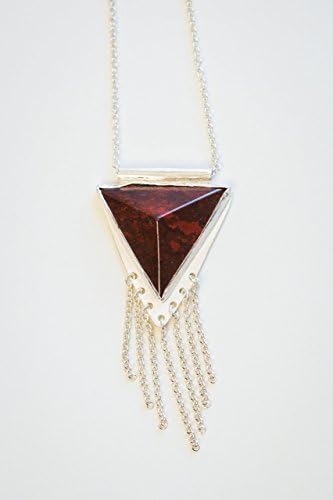 Red Jasper Pyramid Sterling Silver Pendant Necklace