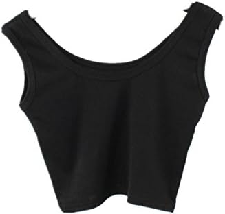 Women Tight Crop Top Skinny ,Prettymenny O-Neck T-Shirts Sports Dance Short Vest (M, Black)