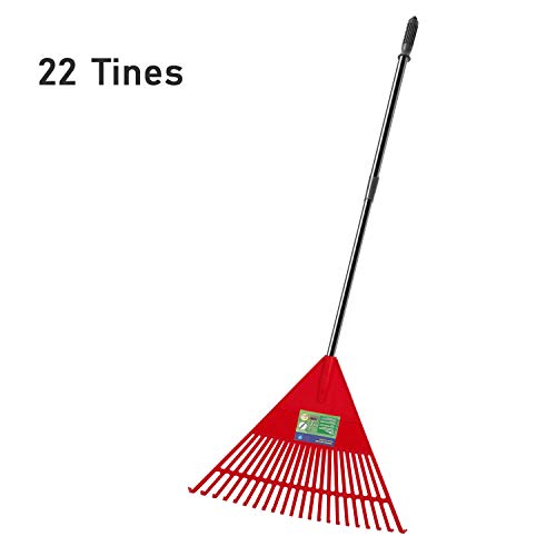 ORIENTOOLS Garden Leaf Rake, Adjustable Lightweight Steel Handle Poly