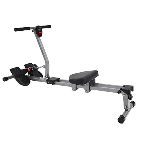 Rowing Machine,Steel Rowing Machine Cardio Rower Workout Body Fitness Accessory with Timing Counting etc Meter Display for Home Gym