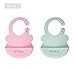 ARRNEW Set of 2 Super Light Silicone Baby Bibs | Unisex Waterproof | BPA Free Bib for Baby Girl and Baby Boy | Great Baby Gifts (Pink&Mint)