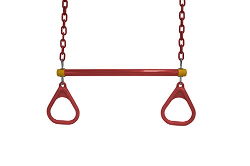 American Swing Red Trapeze Bar with Red Rings - Trapeze Bar Combo - Residential Only