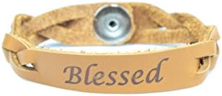Leather Essential Oil Diffuser Bracelet BLESSED (Small, Tan)