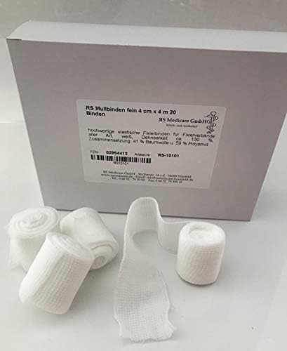 RS Medicare Fine Gauze Bandages 4 cm x 4 m (Pack of 20)
