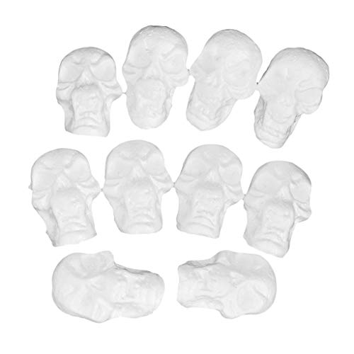 KODORIA 10pcs Styrofoam Foam Skulls Craft Foam Halloween Party Ornament Stick on Home Wall Decoration - Thumbnail 2