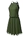 JJ Perfection Women's Sleeveless Double-Layered Pleated Mini Chiffon Dress Olive M