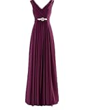 WeiYin Women's Chiffon V-Neck Long Prom Dresses Bridesmaid Dresses