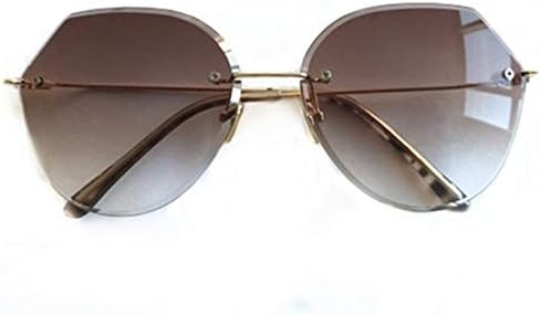 Kanqingqing Ladies sunglasses Classic Polarized Women Frame Polygon Oversized Sunglasses Sparkling 100% UV Protection ladies gradient glasses (Color : Dark brown)