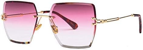 Rimless Sunglasses Women Summer Metal Gradient Lens Brown Black Square Sun Glasses Female Accessories