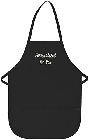 Personalized Embroidered Children's Two Pocket Bib Apron for Kids, Black, Regular