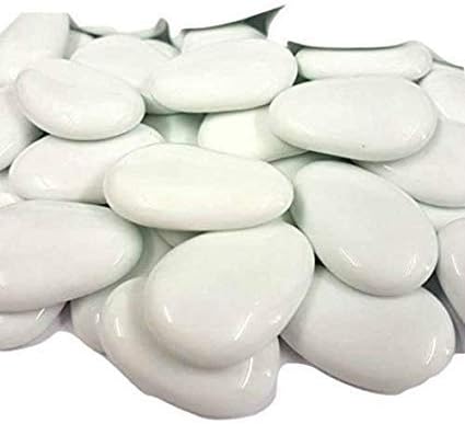 STONED® 25 White, Flat Glass Pebbles/Nuggets/Stones/Beads Pebbles Home Garden