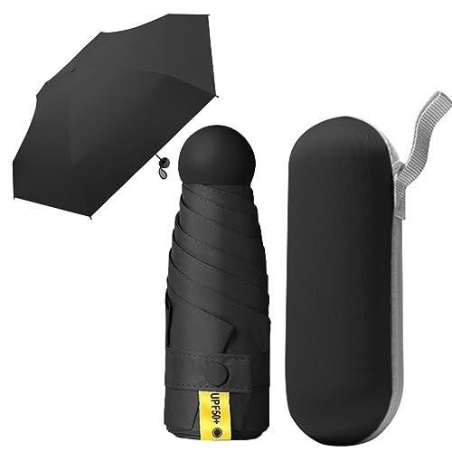 MXCOCO Paraguas de Bolsillo para Lluvia y Sol, Mini Sombrilla Plegable con Protección UV, Resistente al Viento y Lluvia, Ligero y Portátil con Estuche para Llevarlo Diario en Bolsa o Mochila