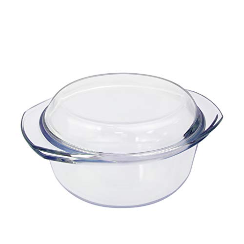 Clear Round Glass Casserole by NUTRIUPS Oven Proof Glass Baking Dish