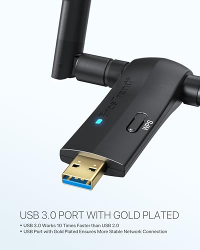 BrosTrend AC1200 Linux WiFi USB, Linux WiFi Adapter for Ubuntu Kali Mint Debian Kubuntu Mate Zorin PureOS Windows etc. Wi-Fi USB3.0 with 2 x 5dBi Antennas, Dual Band 5GHz 867Mbps + 2.4GHz 300Mbps
