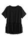 Romwe Women's Casual Ruffle Hem Drop Shoulder High Low Peplum Tunic Top Black Large