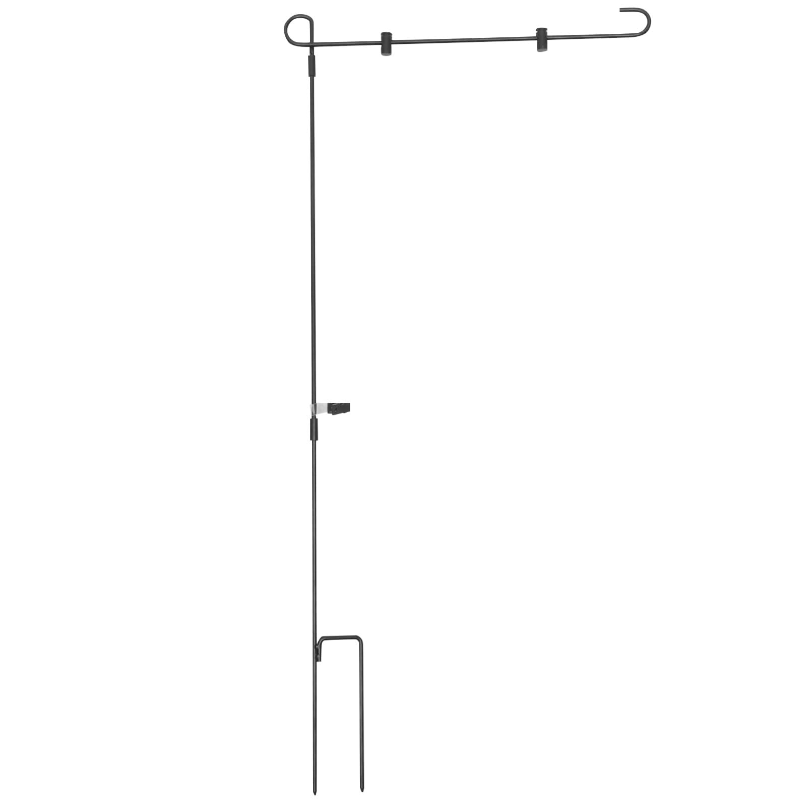 Cabilock 1pc Outdoor Black Wrought Iron Flag Pole Banner Bracket and Clip Garden Flag Holder for Easy Assembly and Wind Resistance for Seasonal Decor