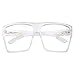 XL Super Oversized Clear Frame Lens Glasses Flat Top Square Eyeglasses
