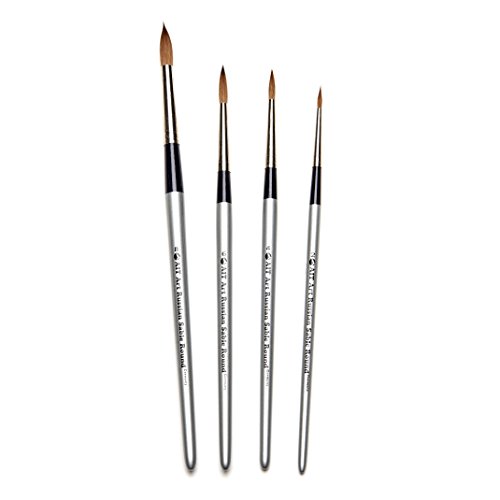 AIT Art Select Paint Brush Set - 4 Pure Russian Red Sable Round Paint Brushes - Handmade in Germany Set for Superior Results with Oil, Acrylic, and Watercolors