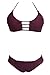 HOTAPEI Women Hollow Out Straps Pinup Two Pieces Swimsuit Bikini Large Maroon
