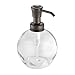 iDesign York Bathroom Vanity Glass Apothecary Jar for Cotton Balls, Swabs, Cosmetic Pads - Short, Clear/Bronze