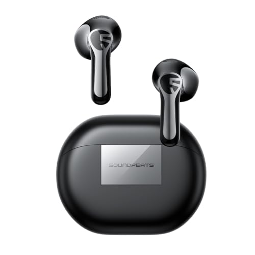 SOUNDPEATS Air6 HS BT 6.0 Wireless Earbuds, Semi-in-Ear Bluetooth Earphones with 13mm Triple-Magnet Bio-Composite Driver, LDAC & Hi-Res Audio, 45H Playtime, 4-Mic Noise Cancelling, IPX5, Fast Charge