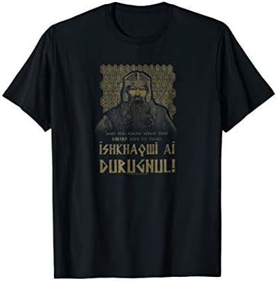 Lord of the Rings Gimli Ishkhaqwi Durugnul Unisex-Adult Black Cotton Polyester T-Shirt