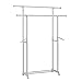 Rackaphile Double Rail Adjustable Rolling Clothing Garment Rack with Side Rods, Swing Arm Holders and Wheels