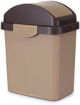 Hamhui Garbage Bucket Household Toilet Rectangle Covered With Large Caps And Garbage Cans Rocking Cover Toilet Garbage Can,Trumpet 8.5L Light Caffeine