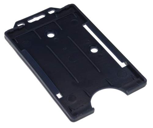 Identity-Plus: Navy Blue Rigid Open Faced Single Sided Portrait ID Card Badge Pass Holder (100)