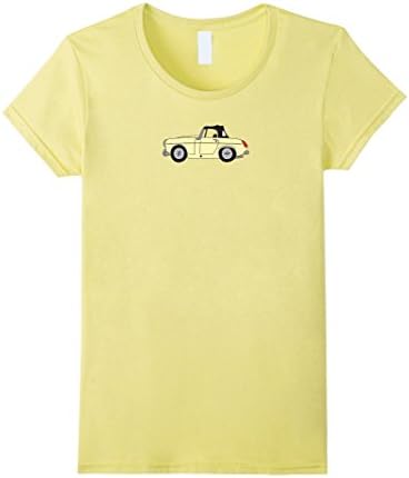 Women's MG Midget Light Yellow Cream British Car Cartoon T-shirt Medium Lemon