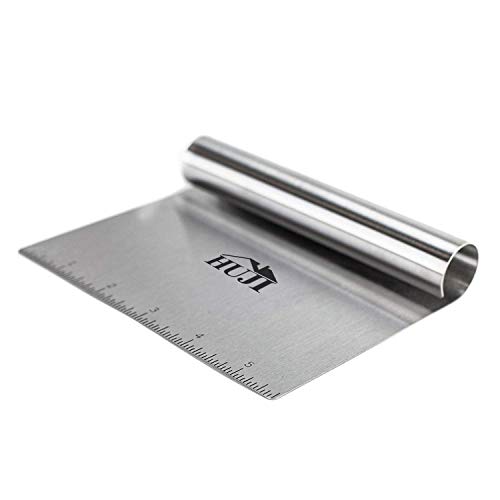 HUJI Stainless Steel Mirror Polished Dough Cutter Scraper Chopper Kitchen Tool (1, Dough Cutter 5.75" X 4.75")