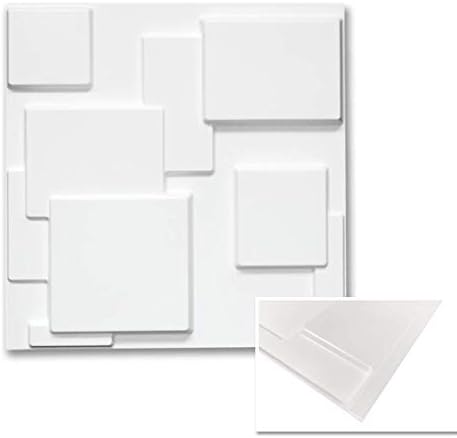 Wall Puzzle by Urban Decor - Easy Peel & Stick 3D Decorative Panels for Home and Business (32sqft/Box, Wall Puzzle) (Modern Square)