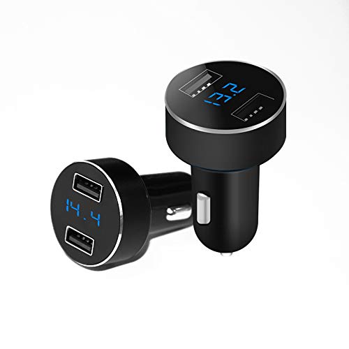 Car Charger, XINBAOHONG Fast Charge Metal Dual USB 4.8A Car Adapter LED Display Car Voltage Detector Flush Fit X/8/7/6s/Plus iPad Pro/Air 2/Mini Galaxy S7/S6/Edge/Plus More (Black) - Thumbnail 6