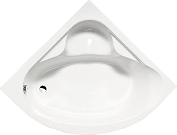 Eck-Badewanne Nicole 120 x 120 cm Komplettset mit Acrylschürze weiß zum Verkleiden, Wannenfüßen und Ablaufgarnitur