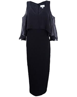 Embellished Ruffle Cold Shoulder Evening Gown Dress