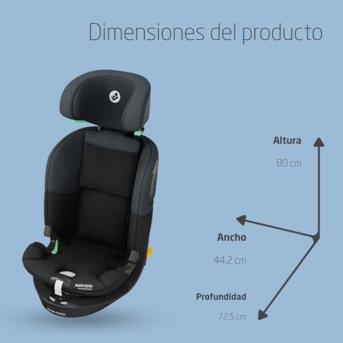 Emerald 360 S i-Size, Silla coche 360 giratoria 0-12 años (40-150 cm), 360° FlexiSpin, Silla coche bebé, 4 posiciones reclinación, Protección contra impactos laterales G-CELL, Tonal Black
