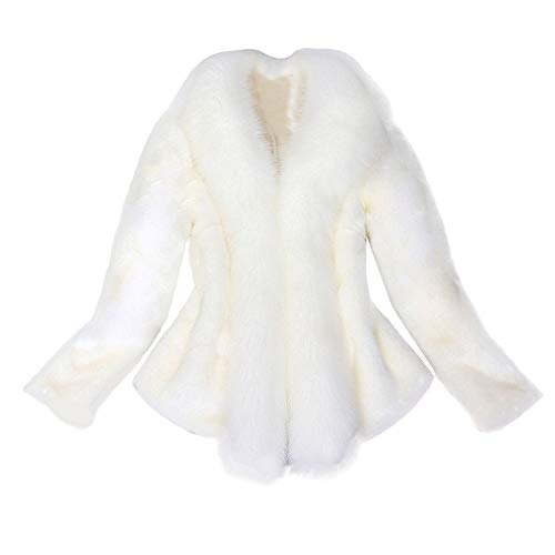 Women Luxury Bridal Faux Fur Coat Jackets Wrap Evening Cape Shawl for Wedding Party Outerwear - Limsea White