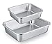 TeamFar Lasagna Pan Set of 2, Brownie Pan Rectangle Cake Pan Stainless Steel, Heavy Duty & Healthy, Easy Clean & Dishwasher safe, Brushed Surface-13 & 10 inch