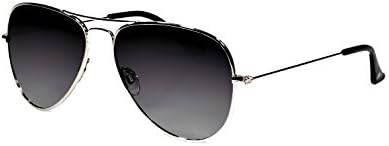 Polarized  Aviator Sunglasses with Hard Case and Micro Fiber Wipe Silver