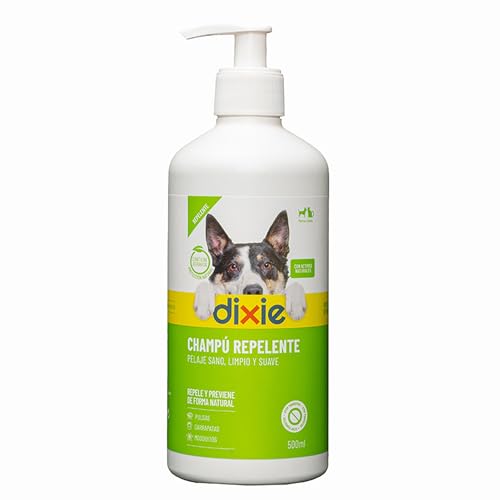 - Champú Repelente Perros y Gatos - 500 ml - Repele y Protege contra Mosquitos, Pulgas, Garrapatas y Otros Insectos - Facilita el Cepillado del Pelaje - para Todo Tipo de Pelajes