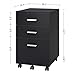 DEVAISE 3 Drawer Mobile File Cabinet, Wood Filing Cabinet fits A4 or Letter Size for Home Office, Black