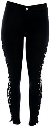 Lolo Jeans Women's Side Lace Up Hyper Stretch Jeans - Black