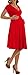 TINYHI Women's Knee Length Short Sleeve Jersey Skater Summer Dress Red Medium