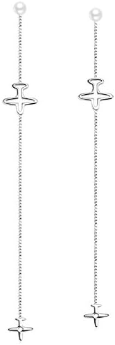 OUXi Sterling Silver Cute Plane Long Threader Drop Earrings for Women