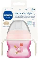 MAM Starter Sippy Cup 150ml Pink with Day & Night Handles 4+ Months view 3