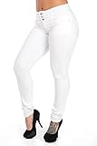 High Waist Black Skinny Pants with Elastic Waistband, White-9